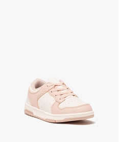 baskets fille bicolores a bout rond et lacets elastiques rose vif basketsE463301_2