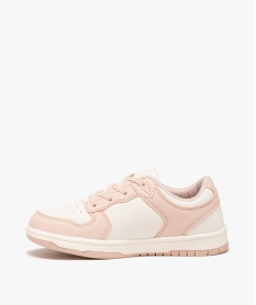 baskets fille bicolores a bout rond et lacets elastiques rose vif basketsE463301_3