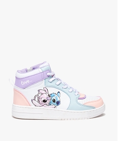 baskets fille mid-cut pastel a zip imprimees stitch et angel - disney blanc basketsE463601_1