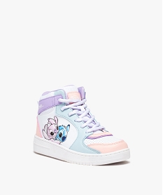 baskets fille mid-cut pastel a zip imprimees stitch et angel - disney blanc basketsE463601_2