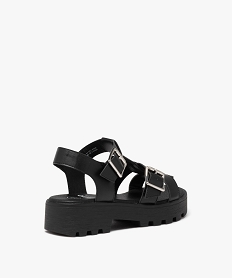 sandales fille unies avec brides a boucle larges et semelle crantee noir standard sandales et nu-piedsE464401_4
