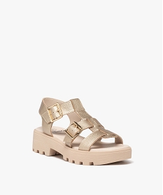 sandales fille unies avec brides a boucle larges et semelle crantee gold sandales et nu-piedsE464501_2