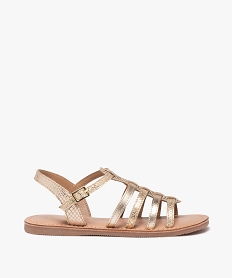 GEMO Sandales fille en cuir uni effet métallisé à multiples brides gold