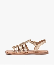 sandales fille en cuir uni effet metallise a multiples brides gold sandales et nu-piedsE464701_3