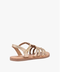 sandales fille en cuir uni effet metallise a multiples brides gold sandales et nu-piedsE464701_4