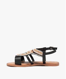 sandales fille unies avec dessus en perles fantaisie a scratch et bride a boucle noirE464901_3