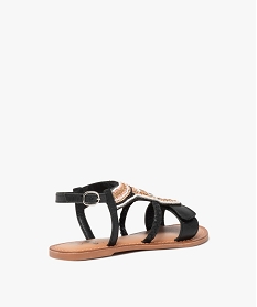 sandales fille unies avec dessus en perles fantaisie a scratch et bride a boucle noirE464901_4
