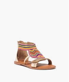 sandales fille dessus en perles colorees avec talon ferme a zip jauneE465001_2