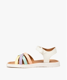 sandales fille a scratch avec brides pailletees blancE465101_3
