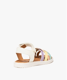 sandales fille a scratch avec brides pailletees blancE465101_4
