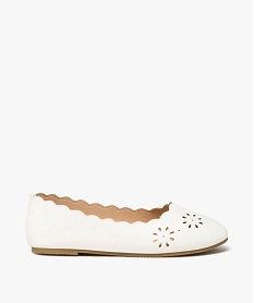 GEMO Ballerines fille unies avec dessus à motifs ajourés blanc chine