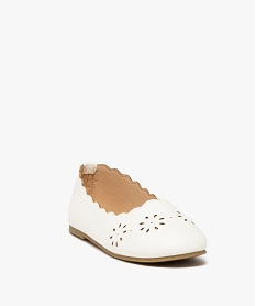 ballerines fille unies avec dessus a motifs ajoures blanc ballerinesE465701_2