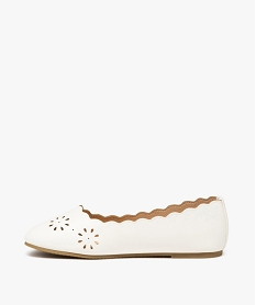 ballerines fille unies avec dessus a motifs ajoures blanc ballerinesE465701_3