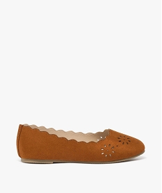 GEMO Ballerines fille unies avec dessus à motifs ajourés marron chine