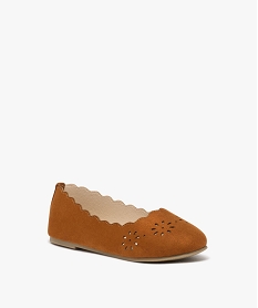 ballerines fille unies avec dessus a motifs ajoures brun ballerinesE465901_2