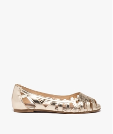 GEMO Ballerines fille unies effet métallisé avec bout ouvert dore