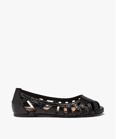 GEMO Ballerines fille unies effet métallisé avec bout ouvert noir vif