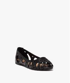 ballerines fille unies effet metallise avec bout ouvert noir vif ballerinesE466201_2