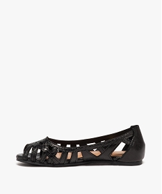 ballerines fille unies effet metallise avec bout ouvert noir vif ballerinesE466201_3