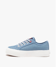 baskets fille en toile unie style denim a semelle plateforme - chipie bleu tennis en toileE466301_3