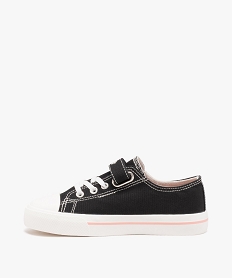 baskets fille en toile unie a scratch avec fleurs brodees noir standard tennis en toileE466801_3