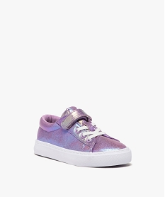 baskets fille en toile metallisee et irisee a scratch violet tennis en toileE467201_2