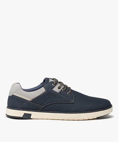 GEMO Derbies homme casual à lacets avec semelle contrastante Bleu