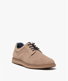 derbies homme unis en suedine dessus alveole beige chaussures de villeE469601_2