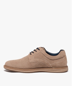 derbies homme unis en suedine dessus alveole beige chaussures de villeE469601_3