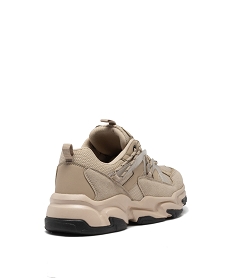 baskets homme unies a semelle epaisse avec lacets en zigzag beigeE471001_4