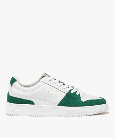 GEMO Baskets homme bicolores en cuir style casual - Alma Planète blanc chine