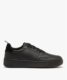 baskets homme unies a lacets et dessus perfore noirE472501_1