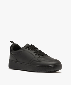 baskets homme unies a lacets et dessus perfore noirE472501_2