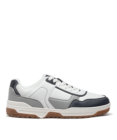 baskets homme tricolores a lacets style casual blanc baskets et tennisE473501_1