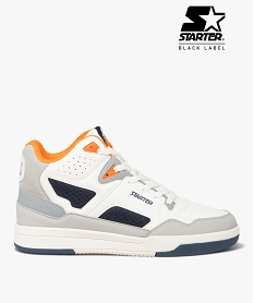 GEMO Baskets homme mid-cut avec détails en mesh - Starter blanc chine