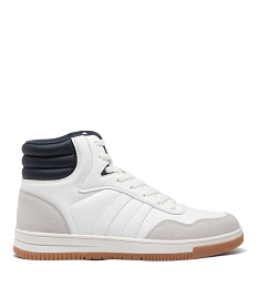 GEMO Baskets homme mid-cut à col matelassé contrastant blanc chine