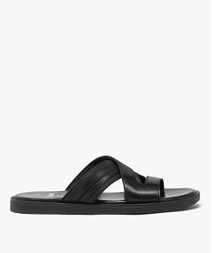 GEMO Mules homme unies casual à brides bi-matières noir vif