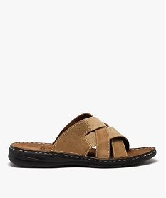 GEMO Mules homme avec brides croisées bi-matières beige standard