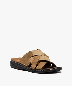 mules homme avec brides croisees bi-matieres beige standardE474801_2
