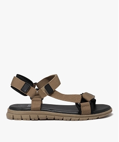 GEMO Sandales homme unies avec brides scratch en mesh Beige
