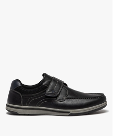 GEMO Chaussures bateau à scratch unies homme Noir