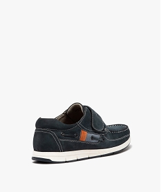 chaussures bateau homme confort dessus en cuir uni et a scratch bleu chaussures bateauE476501_4