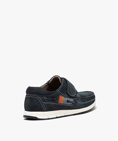 chaussures bateau homme confort dessus en cuir uni et a scratch bleuE476501_4