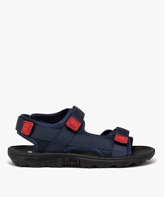 GEMO Sandales homme en textile fermeture trois bandes scratch bleu chine