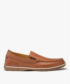 GEMO Mocassins homme confort unis avec semelle amortissante marron vif
