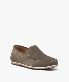 mocassins homme unis en cuir suede - pierre cardin d marron fonce mocassinsE477301_2