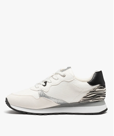 baskets femme casual avec detail zebre blanc baskets et tennisE480901_3