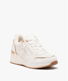 baskets femme a talon compense et a zip avec bout amande blanc standard baskets compenseesE481201_2