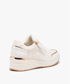 baskets femme a talon compense et a zip avec bout amande blanc standard baskets compenseesE481201_4