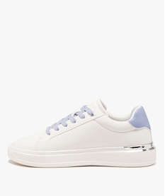 baskets femme a semelle compensee detail fleuri blanc baskets compenseesE481801_3